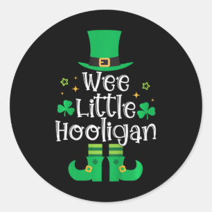 Kids Wee Little Hooligan Retro St Patricks Day Kid Classic Round Sticker