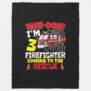Kids WEE-OOH! Im 3 Firefighter Fire Truck Gift Fleece Blanket