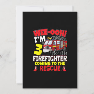 Kids WEE-OOH! Im 3 Firefighter Fire Truck Gift Holiday Card