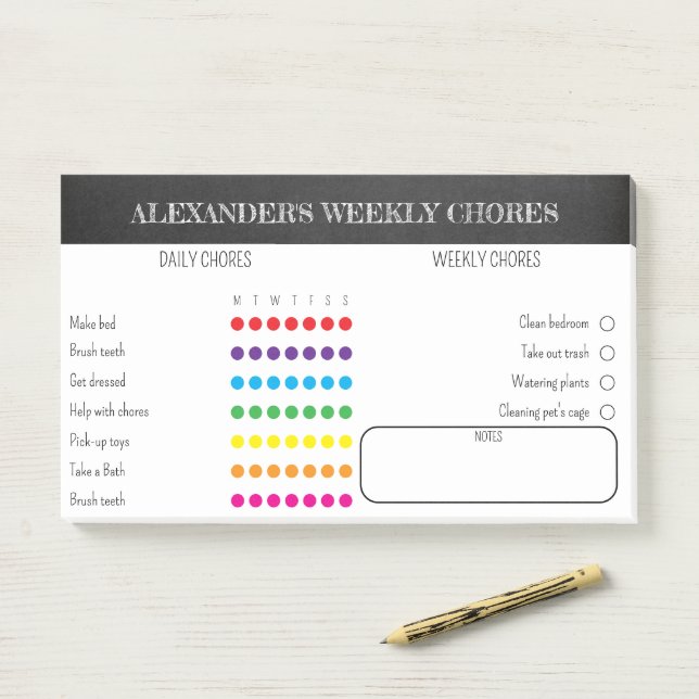 Kids Weekly Chores Notes (On Desk)