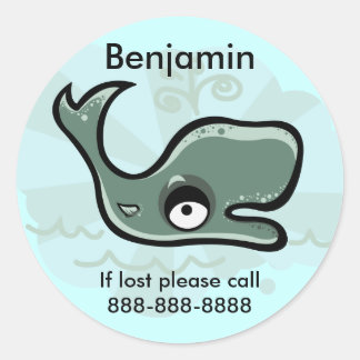 Kids Whale ID Badge Classic Round Sticker