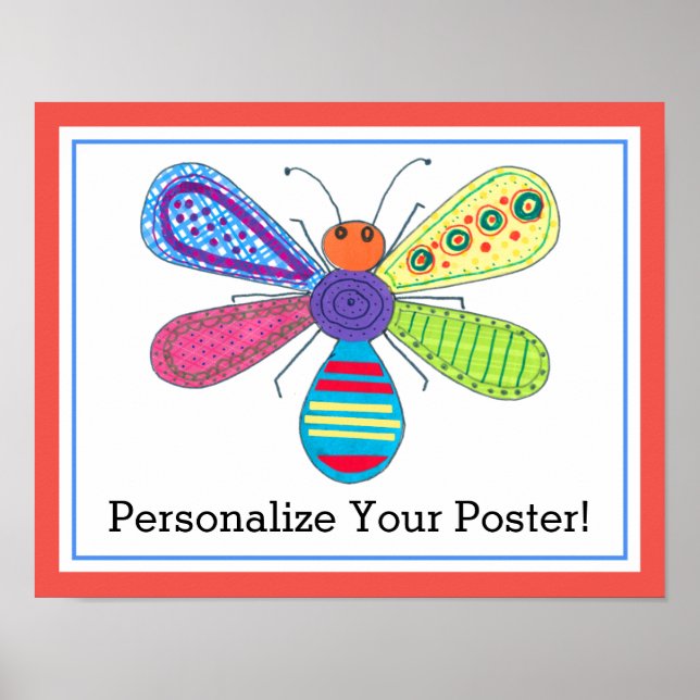 Kid's Whimsical Bug Art Love Beautiful Insects Poster (Front)