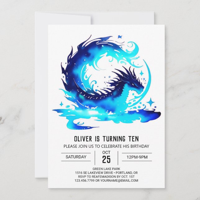 Kids' Whimsical Dragon Birthday Invitation (Front)