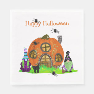 Kids Whimsical Gnomes Halloween Napkin