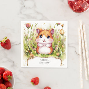 Kids Whimsical Hamster Birthday Napkin