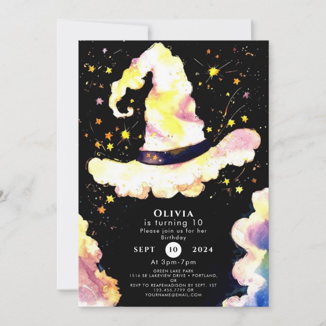 Kids Whimsical Magic Wizard Birthday Invitation (Front)