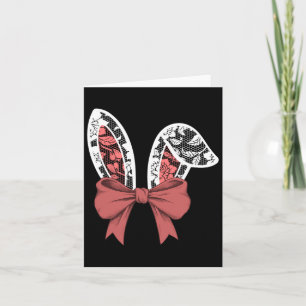 Kids White Lace Bow Rabbit Ears Easter Bunny Boys Card