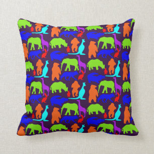 Kids Wild Animals Colourful Bright Cute Cushion