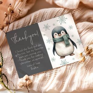 Kids Winter Penguin Thank You Card