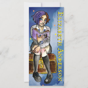 Kids Witch Teen Girl Cartoon Watercolor Bookmark