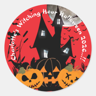 Kids Witching Hour Halloween Party Classic Round Sticker
