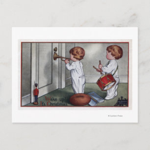 Kids with Drum and Trumpet Postcard
