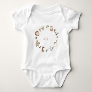 Kids Woodland Animals Personalised Name Watercolor Baby Bodysuit