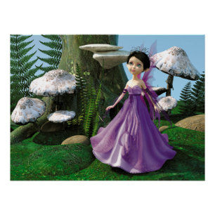 Kids Woodland Fairy Mushroom Forest Art Poster