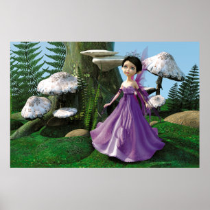 Kids Woodland Fairy Mushroom Forest Art Poster