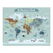 Kids World Map with Animals and Landmarks