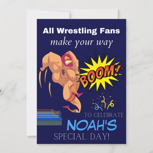 Kids Wrestling Themed Wrestler Party Invitation (Front)