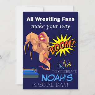 Kids Wrestling Themed Wrestler Party Invitation