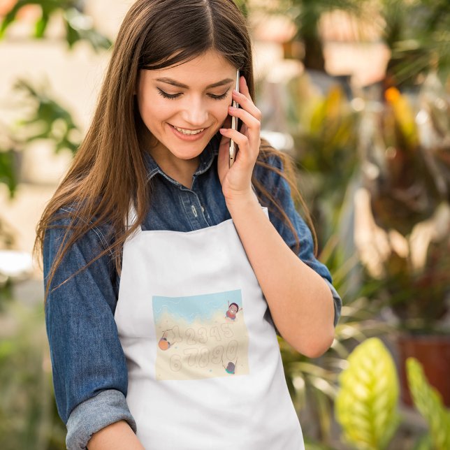 Kids Writing Numbers In The Sand Adult Apron (Creator Uploaded)