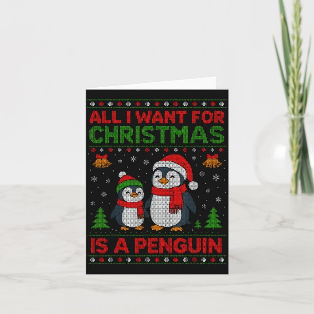Kids Xmas Tee, All I Want For Christmas Is A Pengu Card (Front)