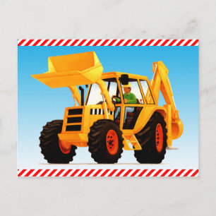 Kid's Yellow Construction Digger Postcard