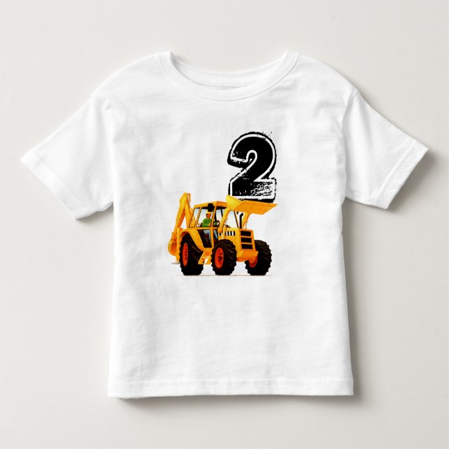 Kids Yellow Digger 2nd Birthday Toddler T-Shirt (Front)