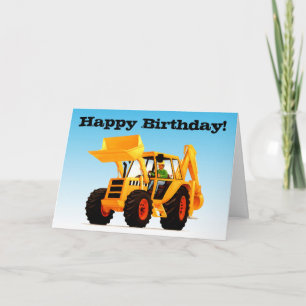 Kid's Yellow Digger Birthday Card