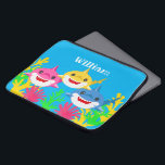 Kids Yellow Shark & Family Birthday   Laptop Sleeve<br><div class="desc">An awesome personalised gift for any shark fans! Features a yellow,  pink,  and blue shark with coral. Message can be personalised to whatever you prefer. Great for Under Sea or Shark parties. 
Graphics by Mujka.</div>