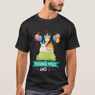 Kids Young Wild and 2 Years Old Birthday Party Zoo T-Shirt