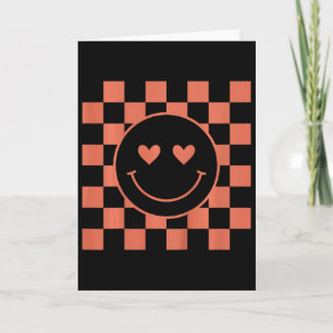 Kids Youth Checkered Retro Valentine Smile Face  Card