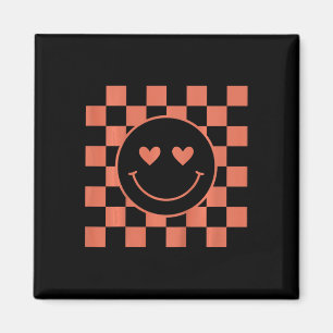 Kids Youth Checkered Retro Valentine Smile Face Magnet