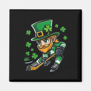 Kids Youth Hockey St Patricks Day Leprechaun Playi Magnet