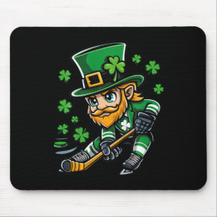Kids Youth Hockey St Patricks Day Leprechaun Playi Mouse Pad