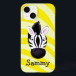 Kids zebra on yellow print named ipad case<br><div class="desc">Fun cute zebra ipad case. Customise with name of your choice. This example reads Sammy. Designed and painted by Sarah Trett www.sarahtrett.com</div>