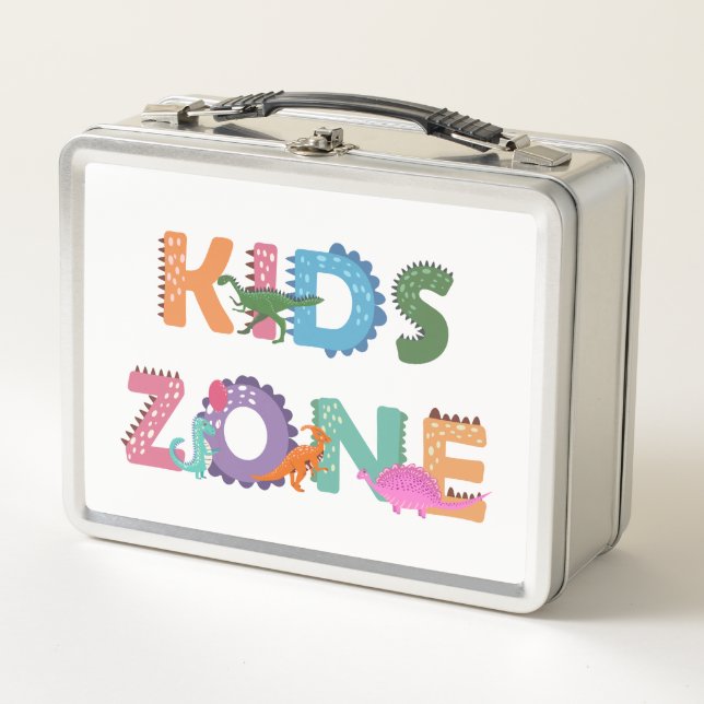 Kids Zone Dinosaurs Metal Lunch Box (Front)