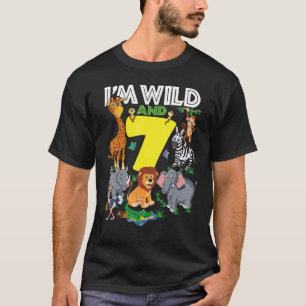 Kids Zoo Safari Trip 7th Birthday Party I m Wild A T-Shirt