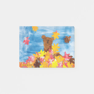 KidsArt for CHOC - Fall Leaves Bear Post-it Notes