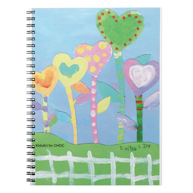 KidsArt for CHOC - Hearts with Picket Fence Notebook (Front)