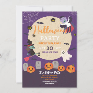 KidsCostume Halloween Party Pumpkins Ghosts Invitation