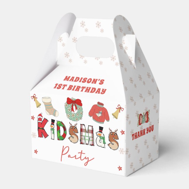 Kidsmas Party Christmas Birthday Party Favour Boxe Box (Front Side)