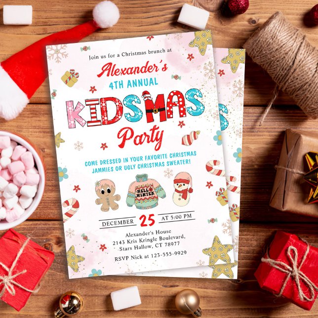 Kidsmas Winter Christmas Birthday Party Invitation (Creator Uploaded)