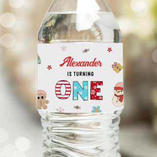 Kidsmas Winter Christmas Birthday Party Water Bottle Label