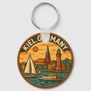 Kiel Germany Coastal Art Key Ring