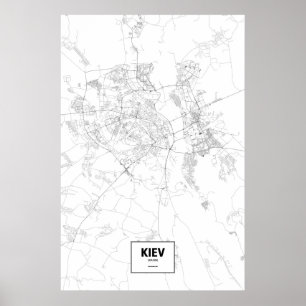 Kiev, Ukraine (black on white) Poster