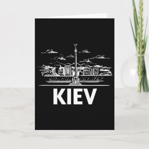 Kiev Ukraine City Skyline Silhouette Outline Sketc Card