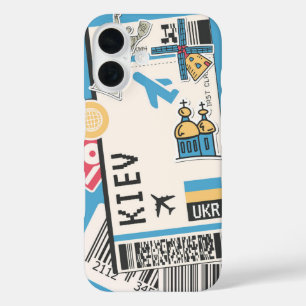 Kiev Ukraine Landmark Boarding Pass Travel iPhone 16 Case