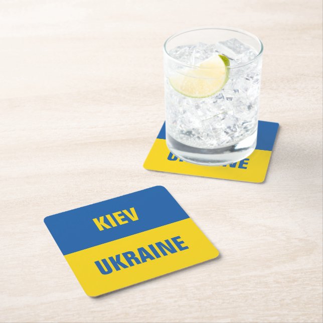 Kiev Ukraine national flag paper drink coasters (Insitu)