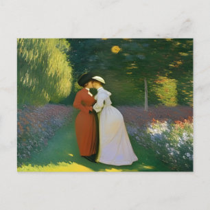 Kiissing in the Garden by Monet Postcard