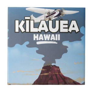 Kīlauea Hawaii Volcano travel poster Ceramic Tile