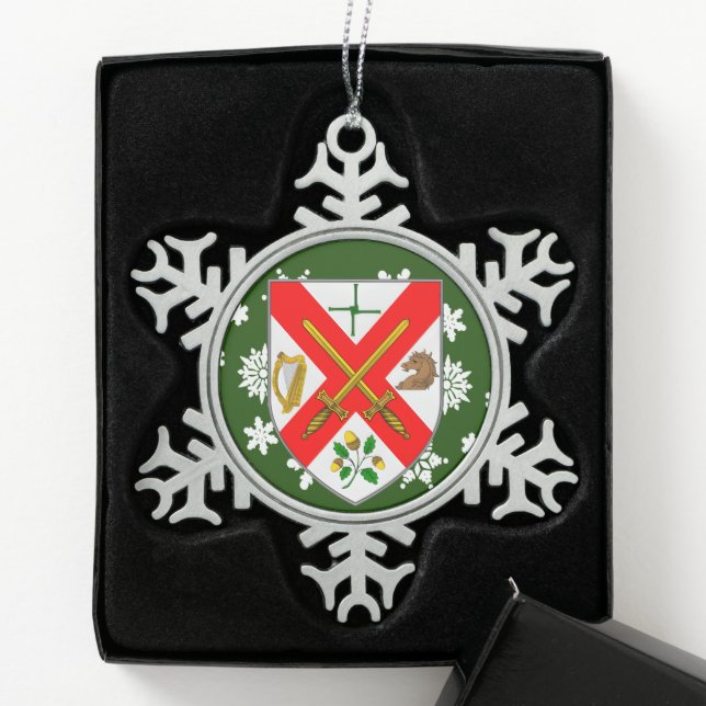 Kildare Ireland Crest Irish Snowflake Pewter Christmas Ornament (Box)